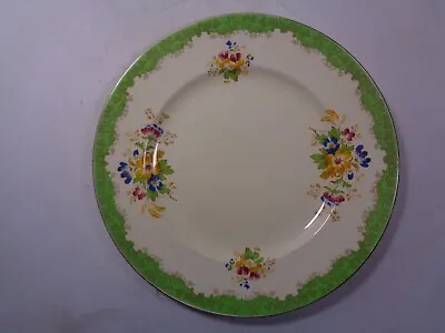 Buy Vintage Burgess & Leigh Burleigh Ware Plate Green Rim Floral 25cm • 4.49£