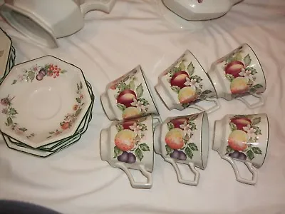 Buy Johnson Brothers Fine Tableware  6 Cups And Saucers  Fresh Fruit One Chipped  • 14.99£