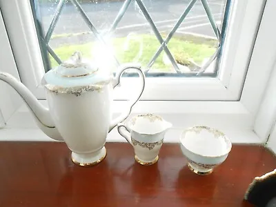 Buy Royal Stafford X3 Lot Tea Pot Sugar Bowl Milk Jug  Light Blue Gold & White   VGC • 25£