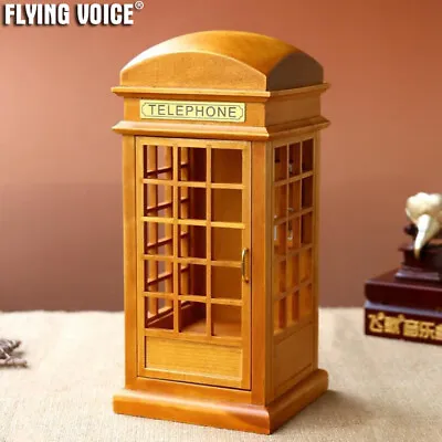 Buy Vintage Wood Telephone Booth Music Box Wind Up 50 Tune Option Xmas Birthday Gift • 47.99£