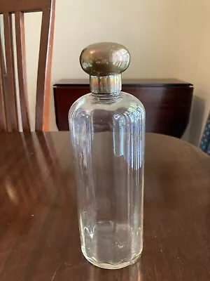 Buy Vintage Cut Glass Decanter Bottle With Silver Plate Lid & Collar, Screw Thread • 55£