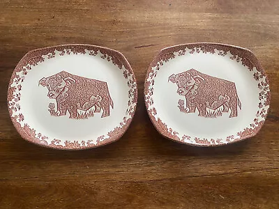 Buy Twin2 X Staffordshire English Ironstone Tableware ‘dished’ Steak Plates Red Bull • 25£