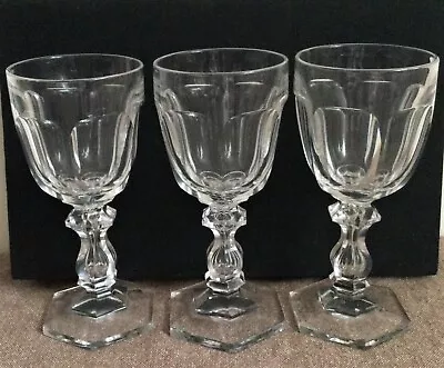 Buy Three Victorian Cut Glass Wine Glasses With Air Filled Stems • 36£