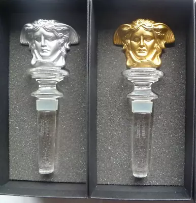 Buy Rosenthal Versace Glass 2 Wine Bottle Stoppers Gold & Silver Brand New Boxed • 105£