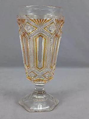 Buy Late 19th Century German Bohemian Amber Flashed Pressed Glass Prims Ale Glass • 81.52£