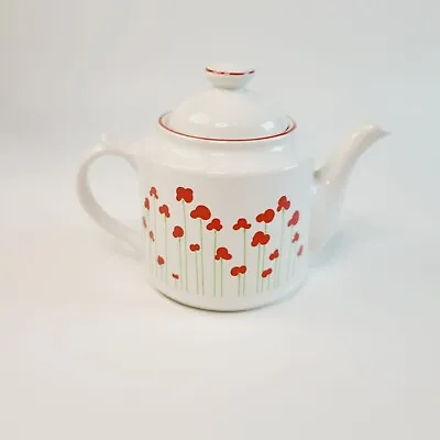Buy Vintage Wade Red Poppy Floral Teapot, Royal Victoria Pottery, 24fl. Oz., England • 41.44£