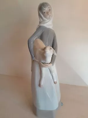 Buy Lladro   Girl Holding Lamb  No 4584. Retired. 27.5cm Tall. Quality Excellent.  • 44.99£