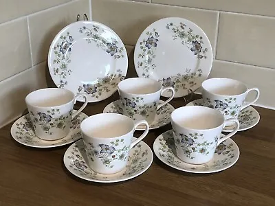 Buy Vintage Queen Anne Bone China Floral Tea Set - 5 Cups & Saucers With 2 Plates • 12.50£