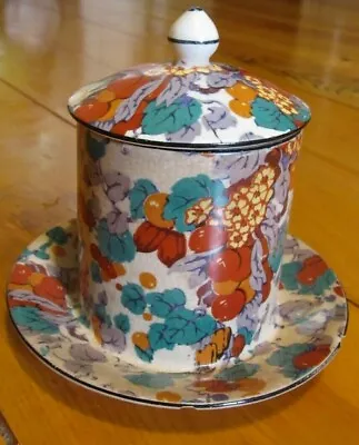 Buy CROWN DUCAL Ware CHINTZ IVORY FRUIT Covered Jam / Jelly Leaves Cherries England • 12.25£