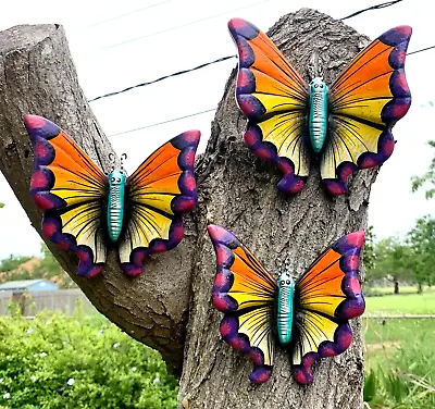 Buy Lg 3 Talavera Butterflies Handmade & Painted Ceramic Mexican Pottery Wall Decor  • 48.14£