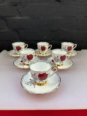Buy 6 X Royal Stafford China Roses To Remember Coffee Cups And Saucers Set • 34.99£