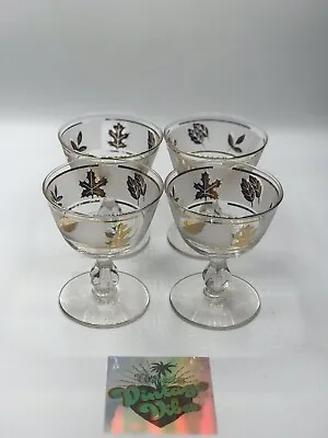 Buy Set Of 4  Libbey Golden Foliage Dessert Sherry Footed Stemmed Glasses VTG • 21.05£