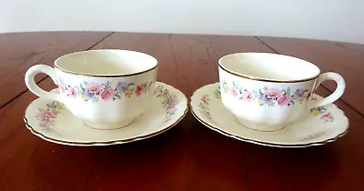 Buy **homer Laughlin Pink Flower Republic Shape (2) Cups & Saucers #3-ms17-r • 14.20£
