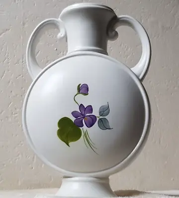 Buy H.J Wood Staffs Art Deco Twin Handled Hand Painted Floral Pattern Moon Vase Vgc • 23.99£