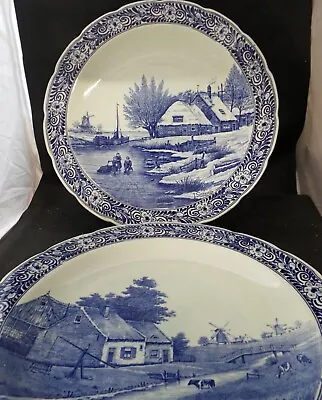 Buy Vintage Pair Large Delft Blue & White Wall Plates By Royal Sphinx • 75£