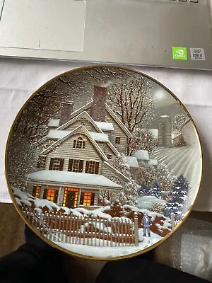 Buy Franklin Mint - Winter Home - Limited Edition Decorative Plate 8” 1992 • 4£