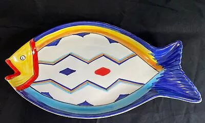 Buy LARGE 18.5” COLORFUL Ceramic FISH PLATTER Plate  ITALY Summer Serving • 37.47£