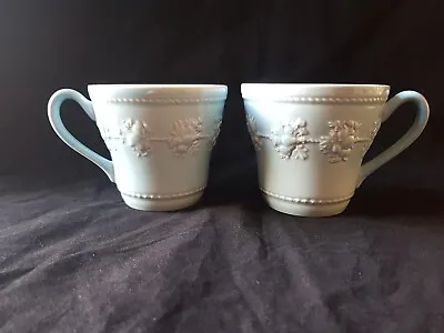 Buy Pair Of WEDGWOOD Festivity Blue QUEENS Ware Cups Mugs 300ml • 19.99£