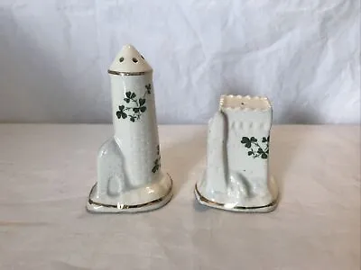 Buy Carrigaline Pottery Salt & Pepper Castles With Irish Shamrock With Stoppers • 8.99£
