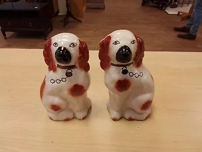 Buy Pair Of Small Staffordshire Spaniels Figurines #9002 • 15.99£