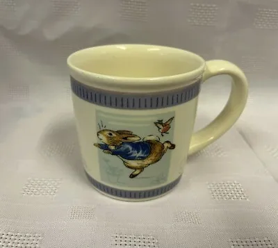 Buy Peter Rabbit Mug Beatrix Potter 'Peter Ran And Ran' 8cm Mug Blue And White • 11.99£