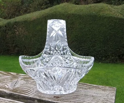 Buy Large Lead Crystal Cut Glass Basket Centrepiece Flower / Fruit Bowl 25.2cm 2.3kg • 19.99£