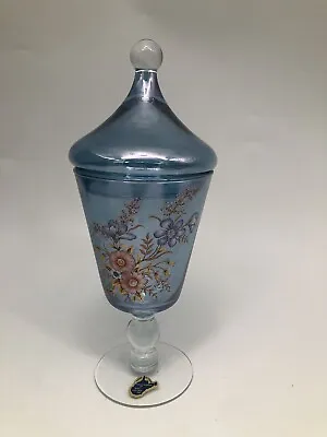 Buy Blue Floral Decor Mid Atlantic Of West Virginia Hand Blown Glass Covered Candy • 19.20£
