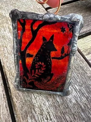 Buy Red Stained Glass Fox Suncatcher, Window Ornament - Witchcraft, Wicca • 18.99£