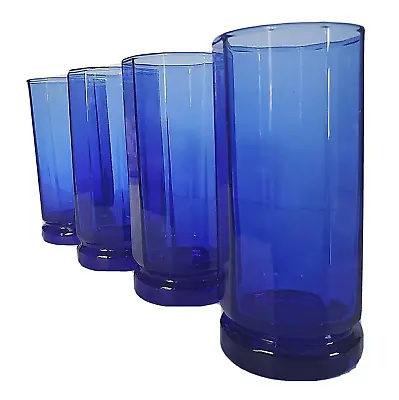 Buy 4 Anchor Hocking Essex Cobalt Blue 10 Panelled Tumbler Glass Set 10 Oz Discont • 42.27£