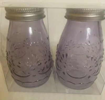 Buy  Glass Amethyst Containers 5 Oz  Set Of 2  With Lids  Modern Cottage - Brand NEW • 8.50£