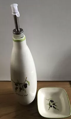 Buy Vintage By Rayware Ceramic Olive Oil Bottle Dispenser And Dipper Set • 16.85£