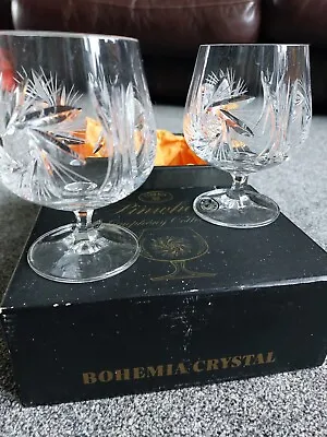 Buy Bohemia Lead Crystal Brandy Glasses Boxed Pinwheel Symphony Collection • 25£