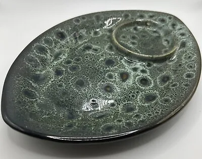 Buy FOSTERS Cornish Pottery  HONEYCOMB KERNEWEK GREEN LUSTRE Vintage Crudité Plate. • 7.50£