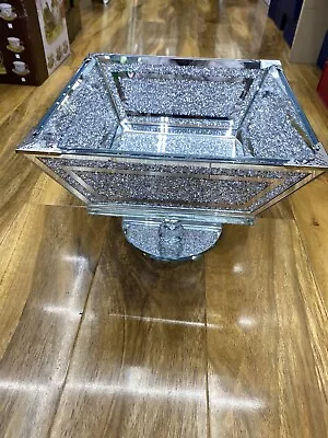 Buy Crushed Diamond Crystal Filled NEW Fruit Bowl Silver Edges Kitchen Large • 39.99£