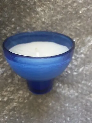 Buy Blue Glass Candle Holder, With Candle. New, Boxed. Circular, With Smaller Base.  • 0.99£