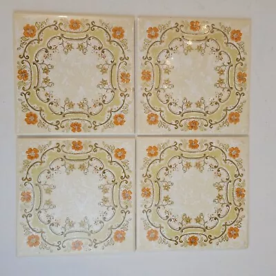 Buy Villeroy Und Boch 15x15cm Flower Tiles 60s 70s Fat Lava Pottery Orange  • 5.68£