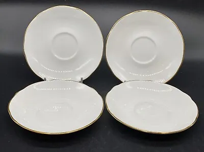 Buy 4 Vintage White Bone China Duchess Spartan Saucers With Gold Edge Detailing • 11.25£