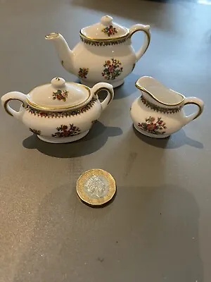 Buy Lovely Coalport Bone China Ming Rose Miniature Teapot Cream Jug And Sugar Bowl • 28£