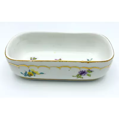 Buy Franziska Hirsch China Pin Box Painted Flowers Gilt Blue Dresden Mark C1901-1930 • 61.67£
