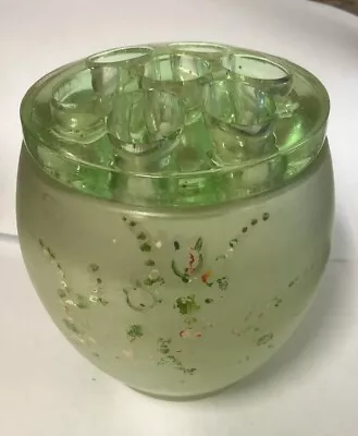 Buy Art Deco Bagley Green Frosted Glass Posy Vase - 5” Tall • 0.99£