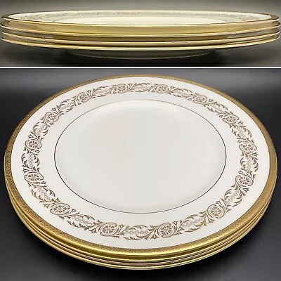 Buy Coalport Bone China Viceroy 24Kt Gold On White Dinner Plate 4pc Set England • 181.44£