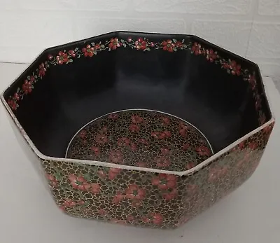 Buy Large Crown Ducal Ware Octagonal Bowl Black Floral  • 19.95£