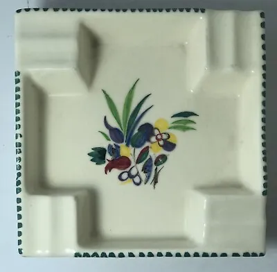 Buy Poole Pottery Art Deco Hand Painted Floral Square Ashtray  Trinket Dish Tray VTG • 18.97£