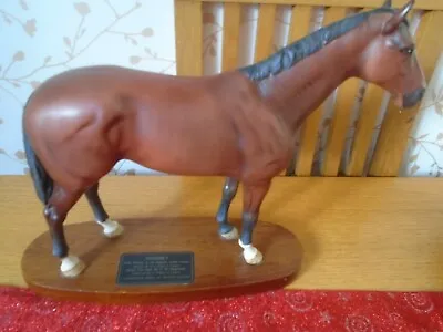 Buy BESWICK Connoisseur NIJINSKY Race Horse Ceramic Figure Wooden Base • 29.99£