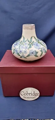 Buy Large Cobridge/ Moorcroft Stoneware Vase 22cm Periwinkle Pattern 1998 • 70£