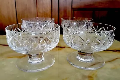 Buy Vintage Glassware Dessert Bowls Set Of 4 Pedestal Sundae Ice Cream Dishes • 44£