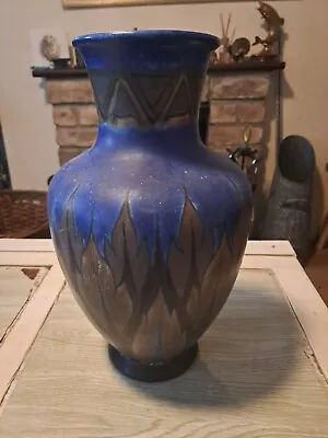 Buy Vintage Large 15.0 Inch High Art Deco Clews Chameleon Ware Blue Flame Vase • 30£