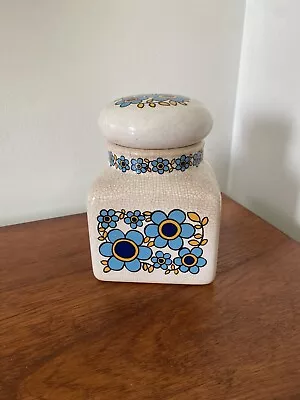 Buy Vintage Taunton Vale Pottery Canister Blue & Yellow Floral Retro 60s 70s • 15£