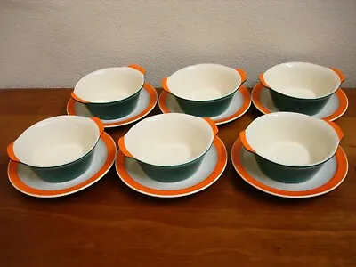 Buy Vintage Romanian (fs)  Faianta Sighisoara 6 Soup Bowls Set + Matching Plates • 40£