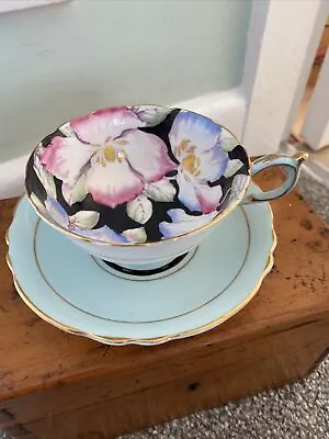 Buy Paragon Cup And Saucer Double Warrant Fine China Mary Mint Green • 39£